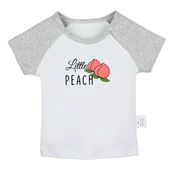 iDzn Little Peach Sweet Novelty T shirt For Baby, Newborn Babies T-shirts, Infant Tops, 0-24M Kids Graphic Tees Clothing (Short Gray Raglan T-shirt, 12-18 Months)