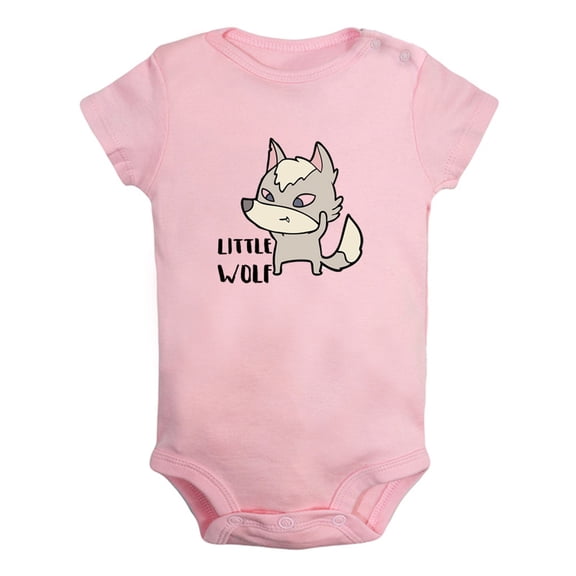 iDzn Little Wolf Novelty Rompers For Babies, Newborn Baby Unisex Bodysuits, Infant Jumpsuits, Toddler 0-12 Months Kids One-Piece Oufits (Pink, 12-18 Months)
