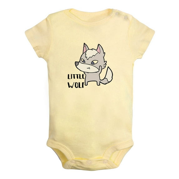 iDzn Little Wolf Novelty Rompers For Babies, Newborn Baby Unisex Bodysuits, Infant Jumpsuits, Toddler 0-12 Months Kids One-Piece Oufits (Yellow, 6-12 Months)