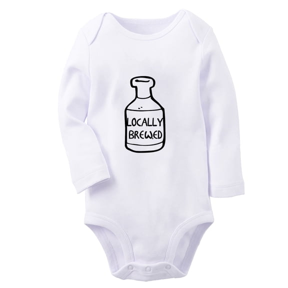 iDzn Locally Brewed Funny Rompers, Newborn Baby Unisex Bodysuits, Infant Jumpsuits, Toddler Kids Long Sleeve Oufits (White, 0-6 Months)