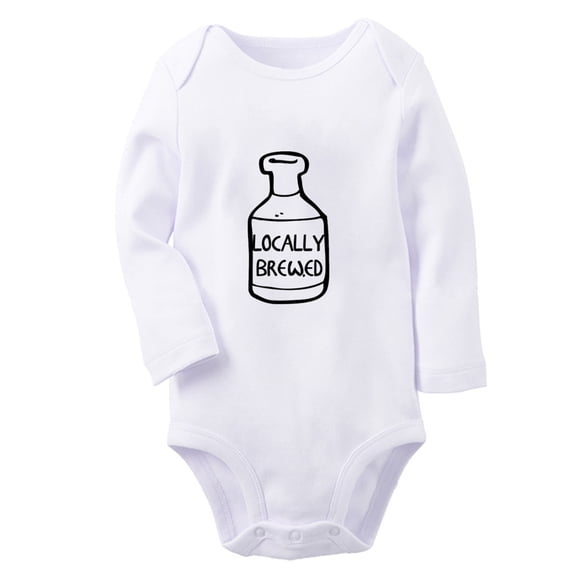 iDzn Locally Brewed Funny Rompers, Newborn Baby Unisex Bodysuits, Infant Jumpsuits, Toddler Kids Long Sleeve Oufits (White, 0-6 Months)