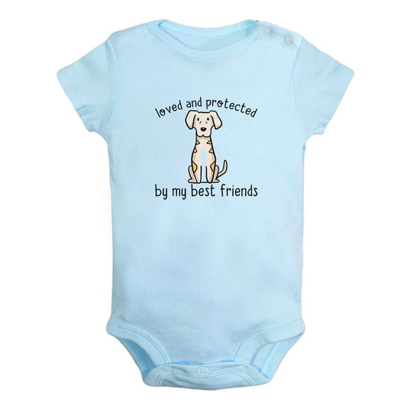 iDzn Loved and Protected By Dogs Funny Rompers For Babies, Newborn Baby Unisex Bodysuits, Infant Jumpsuits, Toddler 0-24 Months Kids One-Piece Oufits