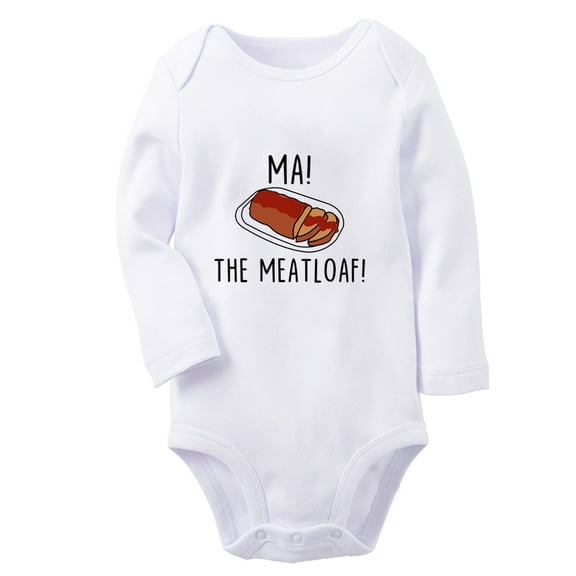 iDzn® Ma! The Meatloaf Funny Rompers, Newborn Baby Unisex Bodysuits, Infant Jumpsuits, Toddler Kids Long Sleeve Oufits (White, 0-6 Months)
