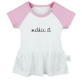thumbnail image 1 of iDzn Milkin' It Funny Dresses For Baby, Newborn Babies Skirts, Infant Princess Dress, 0-24M Kids Graphic Clothes (Pink Raglan Dresses, 18-24 Months), 1 of 5