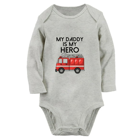 iDzn® My Daddy is my Hero Funny Rompers, Newborn Baby Unisex Bodysuits, Infant Jumpsuits, Toddler Kids Long Sleeve Oufits (Gray, 6-12 Months)