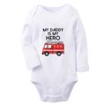 thumbnail image 1 of iDzn® My Daddy is my Hero Funny Rompers, Newborn Baby Unisex Bodysuits, Infant Jumpsuits, Toddler Kids Long Sleeve Oufits (White, 6-12 Months), 1 of 4