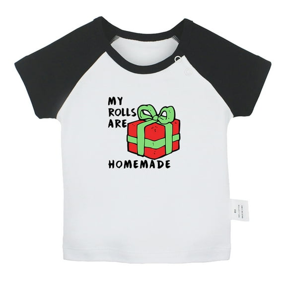 iDzn My Rolls Are Homemade Funny T shirt For Baby, Newborn Babies T-shirts, Infant Tops, 0-24M Kids Graphic Tees Clothing (Short Black Raglan T-shirt, 0-6 Months)