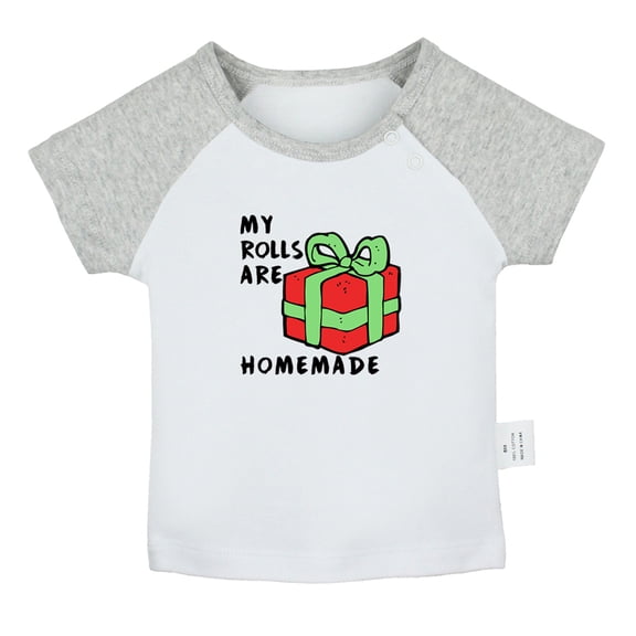 iDzn My Rolls Are Homemade Funny T shirt For Baby, Newborn Babies T-shirts, Infant Tops, 0-24M Kids Graphic Tees Clothing (Short Gray Raglan T-shirt, 18-24 Months)