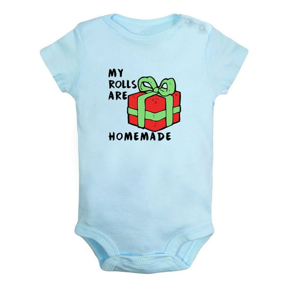 iDzn My Rolls Are Homemade Novelty Rompers For Babies, Newborn Baby Unisex Bodysuits, Infant Jumpsuits, Toddler 0-12 Months Kids One-Piece Oufits (Blue, 0-6 Months)
