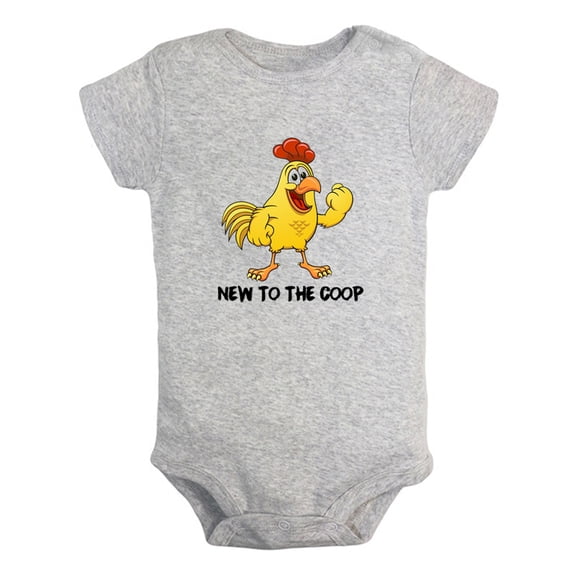 iDzn New to the Coop Funny Rompers For Babies, Newborn Baby Unisex Bodysuits, Infant Chicken Jumpsuits, Toddler 0-12 Months Kids One-Piece Oufits (Gray, 6-12 Months)