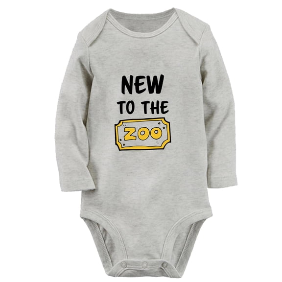 iDzn® New To The Zoo Funny Rompers, Newborn Baby Unisex Bodysuits, Infant Jumpsuits, Toddler Kids Long Sleeve Oufits (Gray, 6-12 Months)