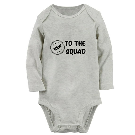 iDzn® New to the Squad Funny Rompers, Newborn Baby Unisex Bodysuits, Infant Jumpsuits, Toddler Kids Long Sleeve Oufits (Gray, 6-12 Months)