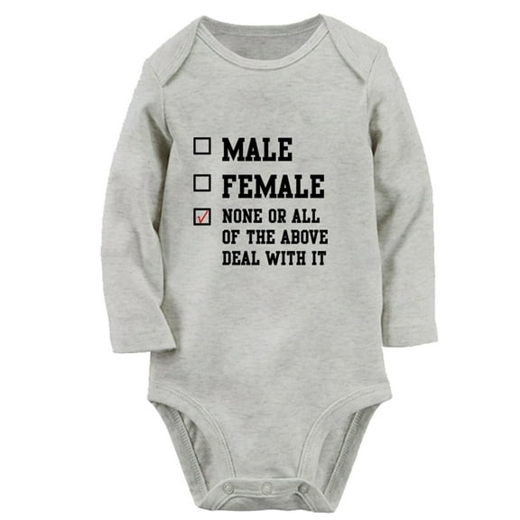 iDzn® None Or All Of The Above Deal With It Funny Rompers, Newborn Baby Unisex Bodysuits, Infant Jumpsuits, Toddler Kids Long Sleeve Oufits (Gray, 0-6 Months)