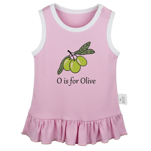 iDzn O is for Olive Funny Dresses For Baby, Newborn Babies Skirts, Infant Princess Dress, 0-24M Kids Graphic Clothes (Pink Sleeveless Dresses, 18-24 Months)