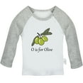thumbnail image 1 of iDzn O is for Olive Funny T shirt For Baby, Newborn Babies T-shirts, Infant Cute Fruits Tops, 0-24M Kids Graphic Tees Clothing (Long Gray Raglan T-shirt, 0-6 Months), 1 of 5