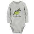 thumbnail image 1 of iDzn O is for Olive Funny Rompers, Newborn Baby Unisex Bodysuits, Infant Jumpsuits, Toddler Kids Long Sleeve Oufits (Gray, 0-6 Months), 1 of 4