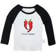thumbnail image 1 of iDzn P is For Pepper Funny T shirt For Baby, Newborn Babies T-shirts, Infant Cute Veggies Tops, 0-24M Kids Graphic Tees Clothing (Long Black Raglan T-shirt, 12-18 Months), 1 of 5