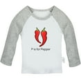 thumbnail image 1 of iDzn P is For Pepper Funny T shirt For Baby, Newborn Babies T-shirts, Infant Cute Veggies Tops, 0-24M Kids Graphic Tees Clothing (Long Gray Raglan T-shirt, 6-12 Months), 1 of 4