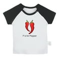 thumbnail image 1 of iDzn P is For Pepper Funny T shirt For Baby, Newborn Babies T-shirts, Infant Cute Veggies Tops, 0-24M Kids Graphic Tees Clothing (Short Black Raglan T-shirt, 0-6 Months), 1 of 5