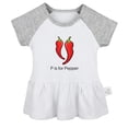 thumbnail image 1 of iDzn P is For Pepper Novelty Veggies Dresses For Baby, Newborn Babies Skirts, Infant Princess Dress, 0-24M Kids Graphic Clothes (Gray Raglan Dresses, 18-24 Months), 1 of 5