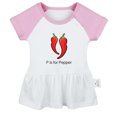 thumbnail image 1 of iDzn P is For Pepper Novelty Veggies Dresses For Baby, Newborn Babies Skirts, Infant Princess Dress, 0-24M Kids Graphic Clothes (Pink Raglan Dresses, 0-6 Months), 1 of 5