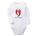 thumbnail image 1 of iDzn P is For Pepper Funny Rompers, Newborn Baby Unisex Bodysuits, Infant Jumpsuits, Toddler Kids Long Sleeve Oufits (White, 0-6 Months), 1 of 5