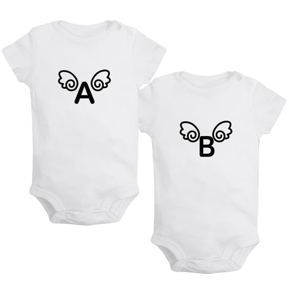 iDzn Pack of 2, Angel A & Angel B Funny Rompers For Babies, Newborn Baby Unisex Bodysuits, Infant Jumpsuits, Toddler 0-24 Months Kids One-Piece Oufits