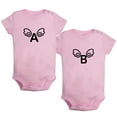 thumbnail image 1 of iDzn Pack of 2, Angel A & Angel B Funny Rompers For Babies, Newborn Baby Unisex Bodysuits, Infant Jumpsuits, Toddler 0-24 Months Kids One-Piece Oufits, 1 of 5