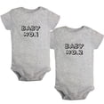 thumbnail image 1 of iDzn Pack of 2, Baby No.1 & Baby No.2 Funny Rompers For Babies, Newborn Baby Unisex Bodysuits, Infant Jumpsuits, Toddler 0-24 Months Kids One-Piece Oufits, 1 of 5