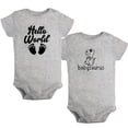 thumbnail image 1 of iDzn Pack of 2, Babysaurus & Hello World Pregnancy Announcement Rompers For Babies, Newborn Baby Unisex Bodysuits, Infant Jumpsuits, Toddler 0-24 Months Kids One-Piece Oufits, 1 of 5