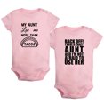 thumbnail image 1 of iDzn Pack of 2, Back Off! I Have A Crazy Aunt & My Aunt Loves Me More Than Tacos Funny Rompers For Babies, Newborn Baby Unisex Bodysuits, Infant Jumpsuits, Toddler 0-24 Months Kids One-Piece Oufits, 1 of 5