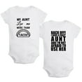 thumbnail image 1 of iDzn Pack of 2, Back Off! I Have A Crazy Aunt & My Aunt Loves Me More Than Tacos Funny Rompers For Babies, Newborn Baby Unisex Bodysuits, Infant Jumpsuits, Toddler 0-24 Months Kids One-Piece Oufits, 1 of 5