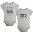 thumbnail image 1 of iDzn Pack of 2, Don't Touch Me & My Grandma's Crazy Funny Rompers For Babies, Newborn Baby Unisex Bodysuits, Infant Jumpsuits, Toddler 0-24 Months Kids One-Piece Oufits, 1 of 5