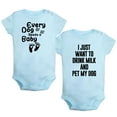 thumbnail image 1 of iDzn Pack of 2, Every Dog Needs Baby & I Just Want to Drink Milk and Pet My Dog Funny Rompers For Babies, Newborn Baby Unisex Bodysuits, Infant Jumpsuits, Toddler 0-24 Months Kids One-Piece Oufits, 1 of 5