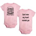 thumbnail image 1 of iDzn Pack of 2, God knew my heart needed you & I am Proof God Answers Prayers Funny Rompers For Babies, Newborn Baby Unisex Bodysuits, Infant Jumpsuits, Toddler 0-24 Months Kids One-Piece Oufits, 1 of 5