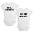 thumbnail image 1 of iDzn Pack of 2, Hug Me & Kiss Me I'm Vaccinated Funny Rompers For Babies, Newborn Baby Unisex Bodysuits, Infant Jumpsuits, Toddler 0-24 Months Kids One-Piece Oufits, 1 of 5