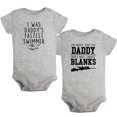 thumbnail image 1 of iDzn Pack of 2, I was Daddy's Fastest Swimmer & I'm Proof That My Daddy Doesn't Shot Blanks Funny Rompers For Babies, Newborn Baby Unisex Bodysuits, Infant Jumpsuits, Toddler One-Piece Oufits, 1 of 5