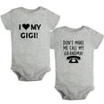 thumbnail image 1 of iDzn Pack of 2, I Love My Gigi & Don't Make Me Call My Grandma Funny Rompers For Babies, Newborn Baby Unisex Bodysuits, Infant Jumpsuits, Toddler 0-24 Months Kids One-Piece Oufits, 1 of 5