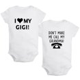 thumbnail image 1 of iDzn Pack of 2, I Love My Gigi & Don't Make Me Call My Grandma Funny Rompers For Babies, Newborn Baby Unisex Bodysuits, Infant Jumpsuits, Toddler 0-24 Months Kids One-Piece Oufits, 1 of 5