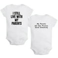 thumbnail image 1 of iDzn Pack of 2, I Still Live with My Parents & My Parents Did Not Practice Social Distancing Funny Rompers For Babies, Newborn Baby Unisex Bodysuits, Infant Jumpsuits, Toddler One-Piece Oufits, 1 of 5