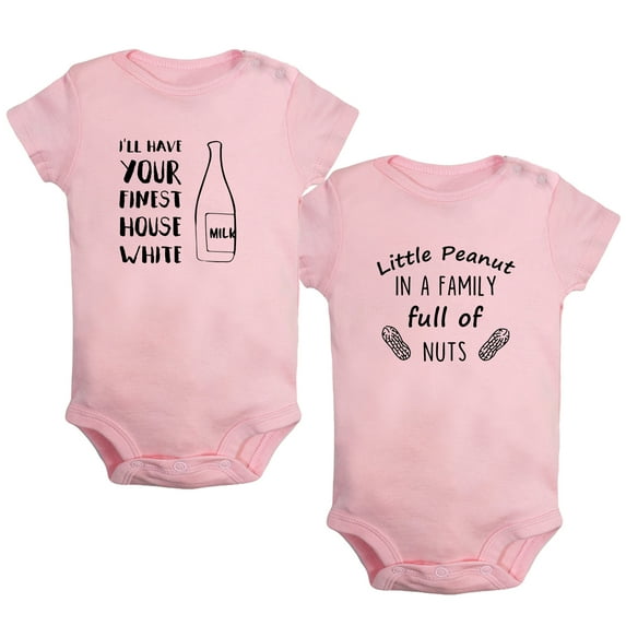 iDzn Pack of 2, I'll Have Your Finest House White & Little Peanut Pregnancy Announcement Rompers For Babies, Newborn Baby Unisex Bodysuits, Infant Jumpsuits, Toddler 0-24 Months Kids One-Piece Oufits