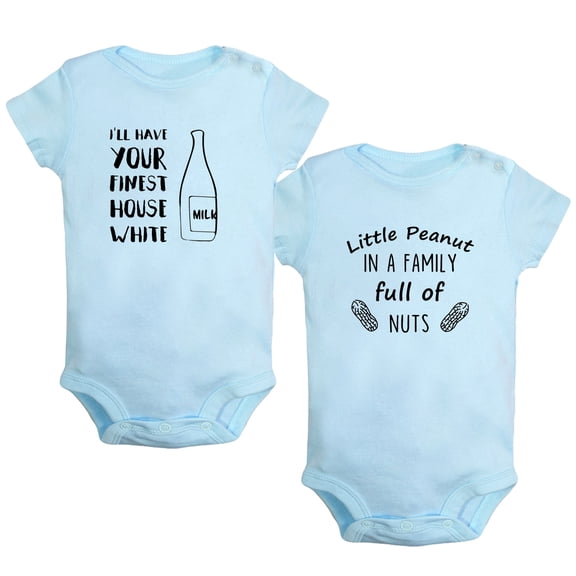 iDzn Pack of 2, I'll Have Your Finest House White & Little Peanut Pregnancy Announcement Rompers For Babies, Newborn Baby Unisex Bodysuits, Infant Jumpsuits, Toddler 0-24 Months Kids One-Piece Oufits