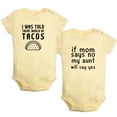 thumbnail image 1 of iDzn Pack of 2, If Mom Says No & I was Told There Would Be Tacos Funny Rompers For Babies, Newborn Baby Unisex Bodysuits, Infant Jumpsuits, Toddler 0-24 Months Kids One-Piece Oufits, 1 of 5
