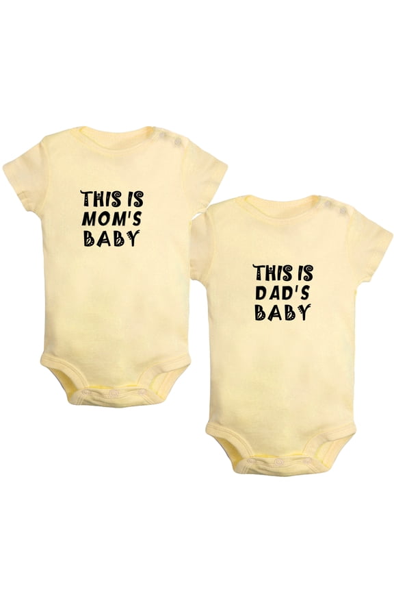 Pack of 2, This is Mom's & This is Dad's Baby Twins Novelty Rompers For Babies, Newborn Baby Unisex Bodysuits, Infant Jumpsuits, Toddler 0-24 Months Kids One-Piece Oufits