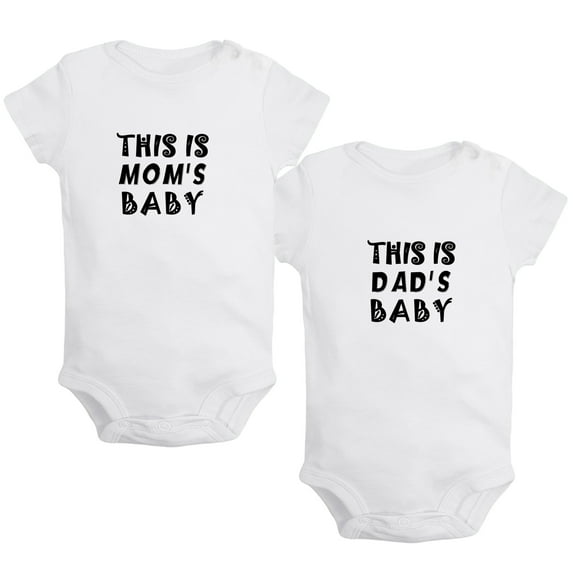 iDzn Pack of 2, This is Mom's & This is Dad's Baby Twins Novelty Rompers For Babies, Newborn Baby Unisex Bodysuits, Infant Jumpsuits, Toddler 0-24 Months Kids One-Piece Oufits