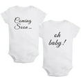 thumbnail image 1 of iDzn Pack of 2, Oh Baby & Coming Soon Pregnancy Announcement Rompers For Babies, Newborn Baby Unisex Bodysuits, Infant Jumpsuits, Toddler 0-24 Months Kids One-Piece Oufits, 1 of 5
