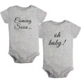 thumbnail image 1 of iDzn Pack of 2, Oh Baby & Coming Soon Pregnancy Announcement Rompers For Babies, Newborn Baby Unisex Bodysuits, Infant Jumpsuits, Toddler 0-24 Months Kids One-Piece Oufits, 1 of 5