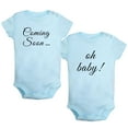 thumbnail image 1 of iDzn Pack of 2, Oh Baby & Coming Soon Pregnancy Announcement Rompers For Babies, Newborn Baby Unisex Bodysuits, Infant Jumpsuits, Toddler 0-24 Months Kids One-Piece Oufits, 1 of 5
