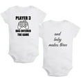 thumbnail image 1 of iDzn Pack of 2, Player 3 Has Entered The Game & And Baby Makes Three Pregnancy Announcement Rompers For Babies, Newborn Baby Unisex Bodysuits, Infant Jumpsuits, 0-24 Months Kids One-Piece Oufits, 1 of 5