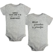 iDzn Pack of 2, Surprise You're Going to Be Grandparents & Hello Grandpa Grandma Pregnancy Announcement Rompers For Babies, Newborn Baby Unisex Bodysuits, Infant Jumpsuits, Toddler One-Piece Oufits